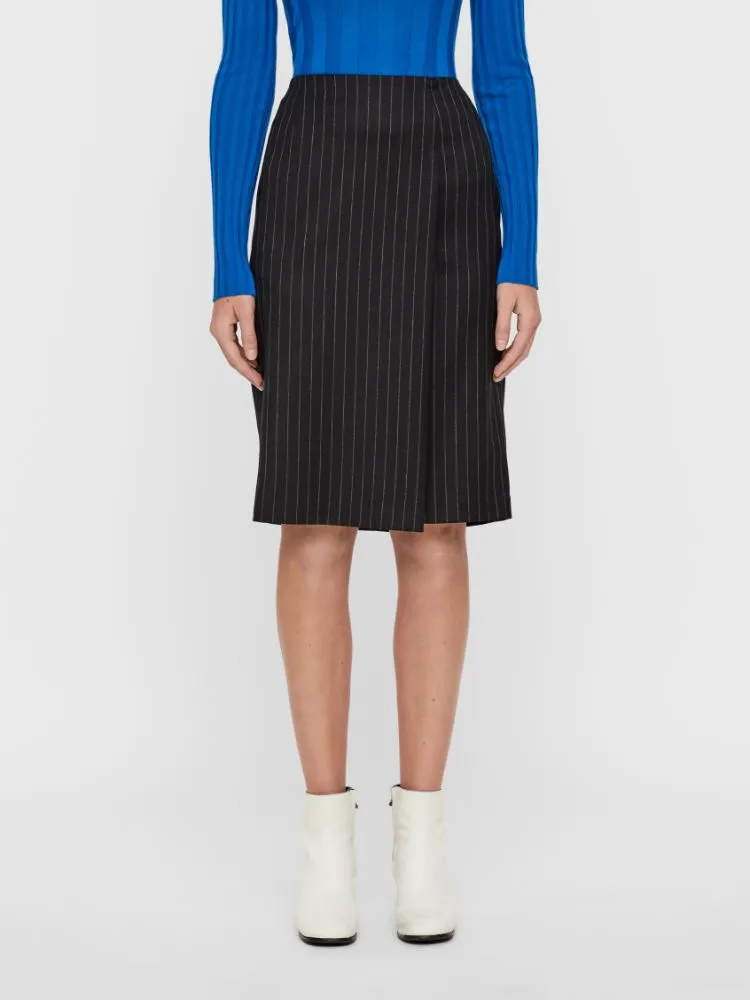 J.Lindeberg Womens Silva Wool Pin Skirts - BLACK STRIPE