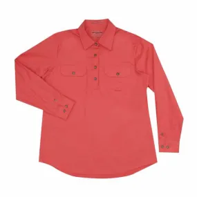 Just Country Jahna 1/2 Button Shirt Women's Hot Coral