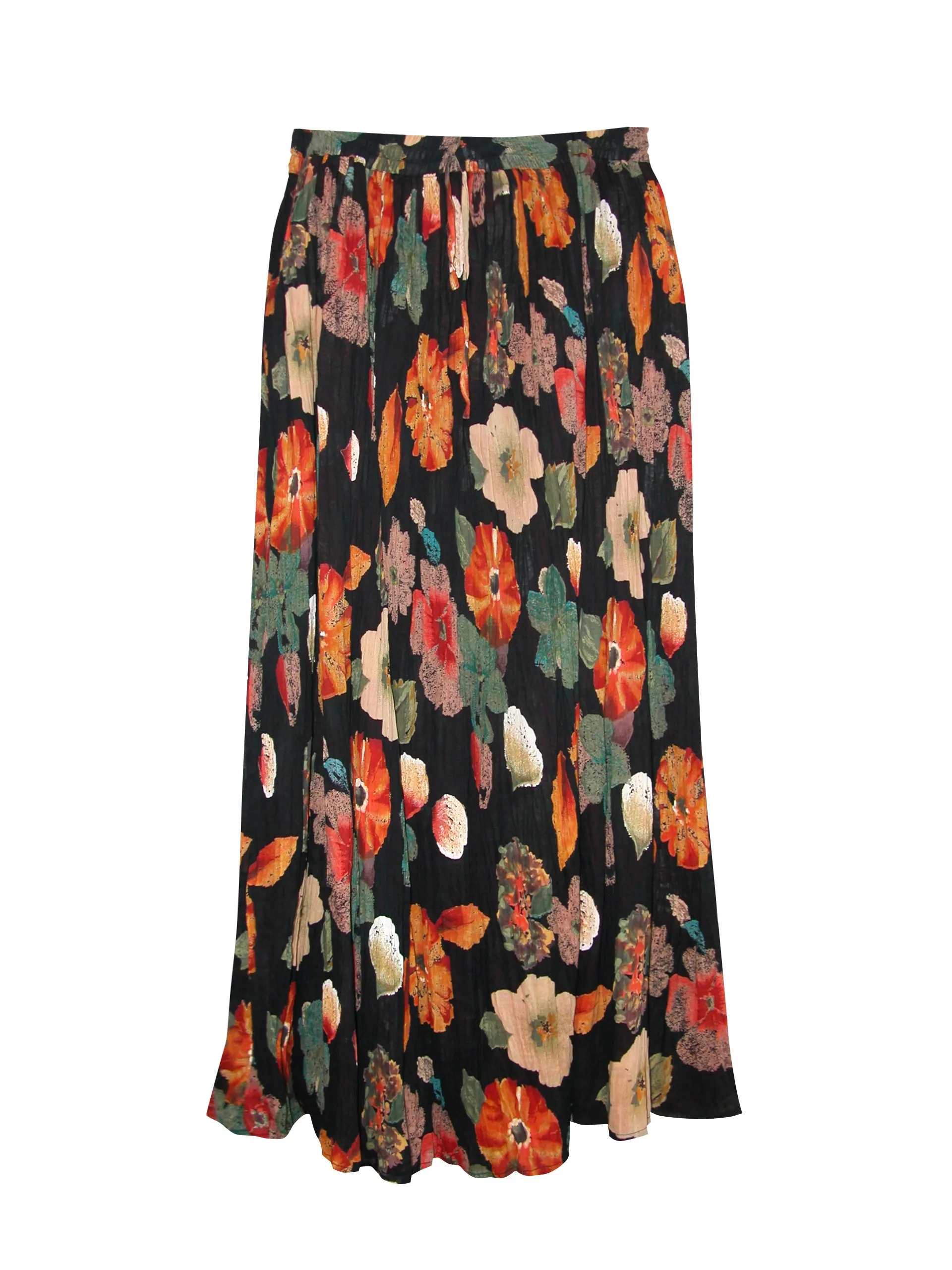 La Cera Plus Size Crinkle Printed Reversible Skirt