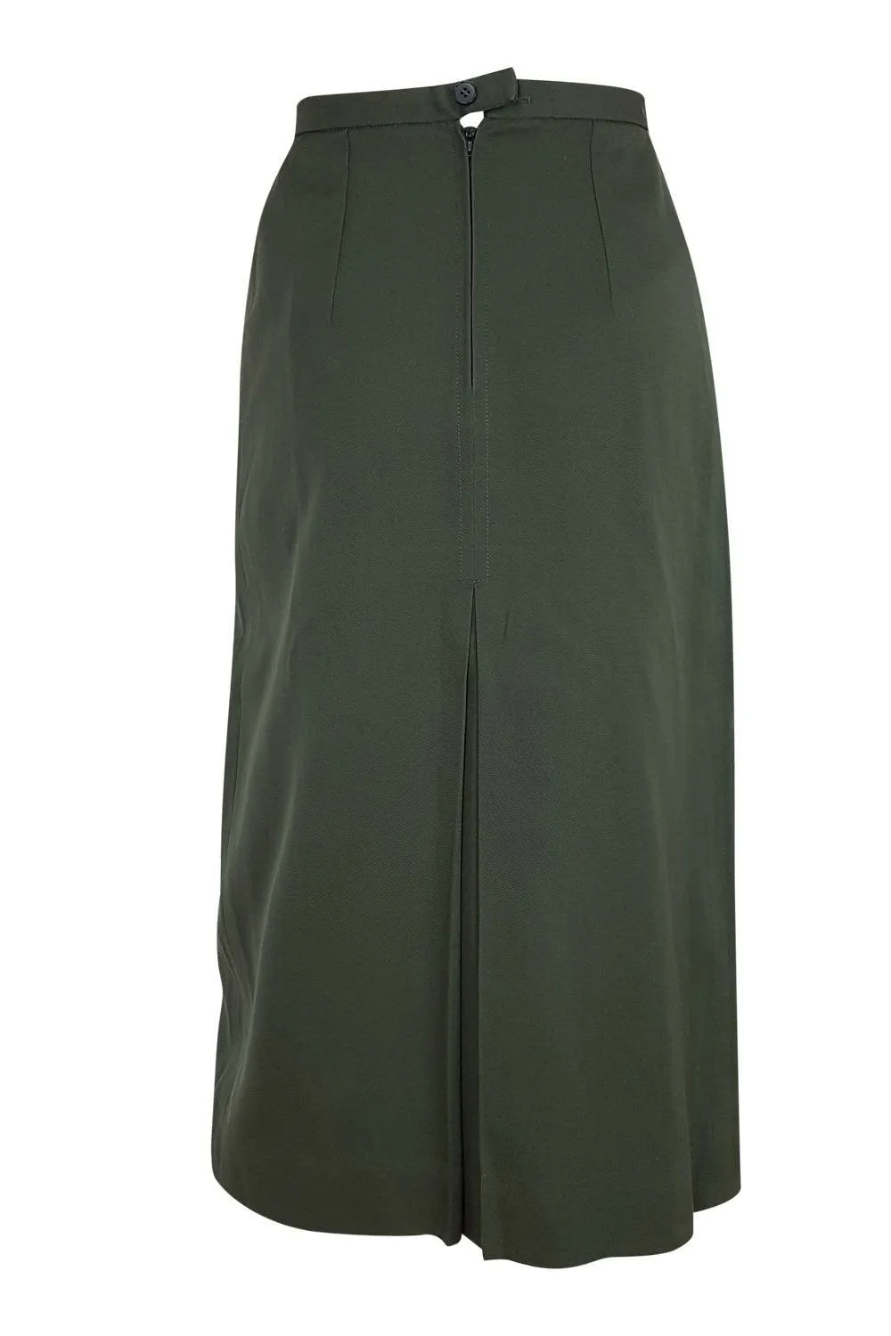 LANVIN Vintage Khaki Green Double Split Midi Skirt (FR 34)