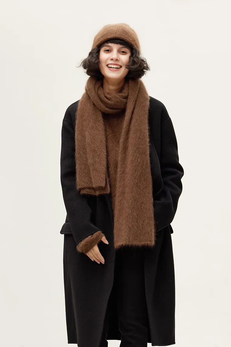 Luxe Fuzzy Brushed Cashmere Winter Scarf