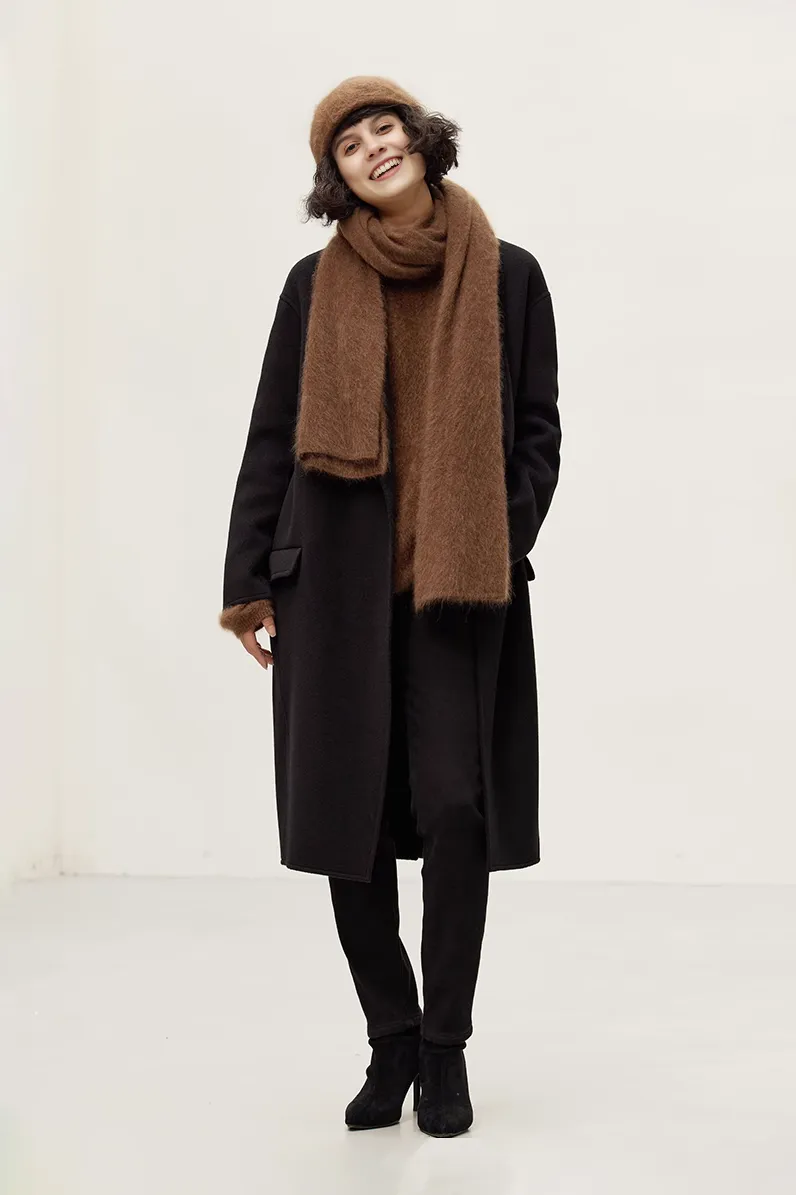 Luxe Fuzzy Brushed Cashmere Winter Scarf