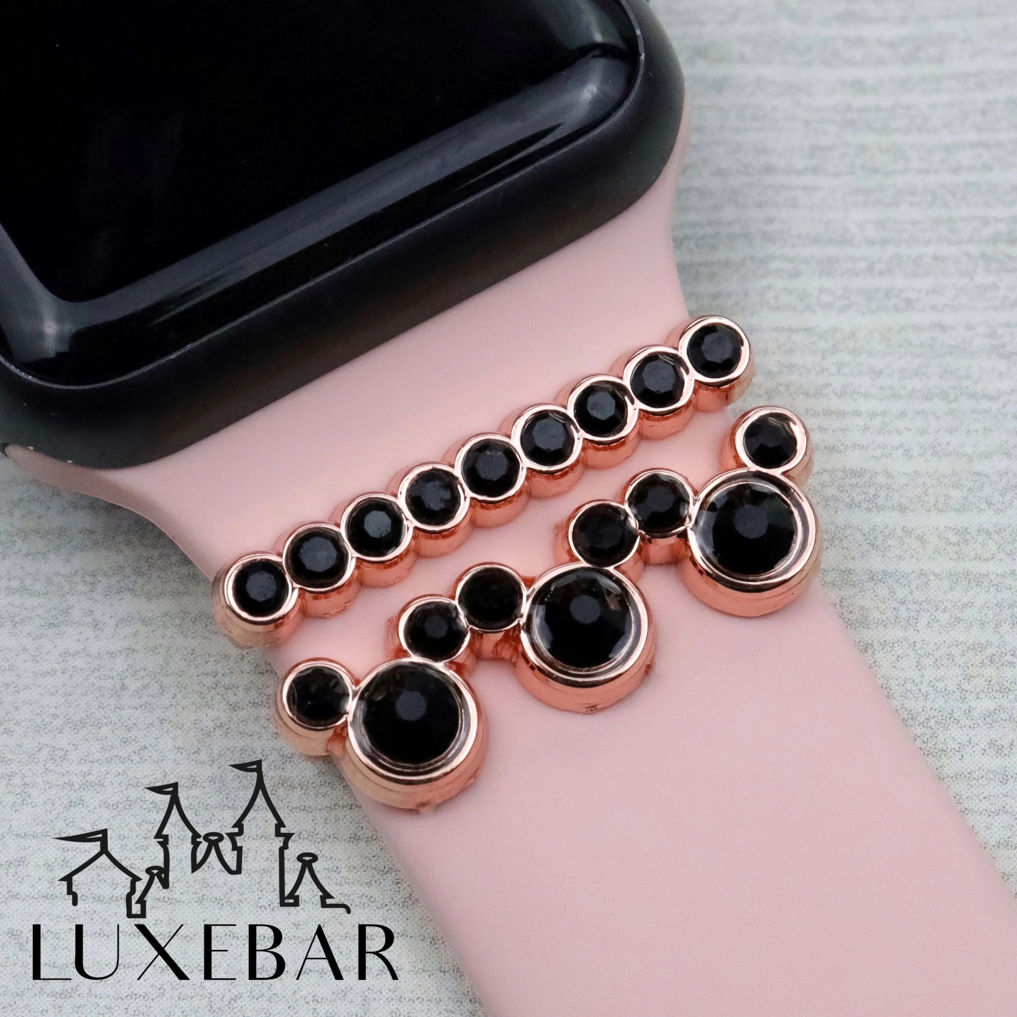 LuxeBar Sparkle ~ Rose Gold with Black Stacking bars