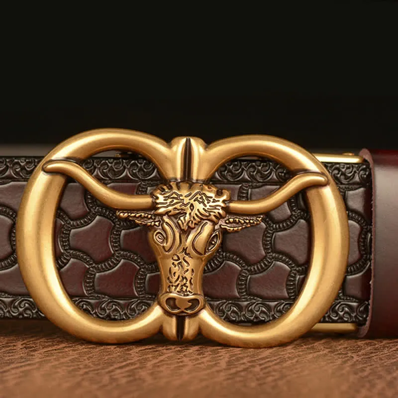 Men's Bull Head Buckle Leather Belt