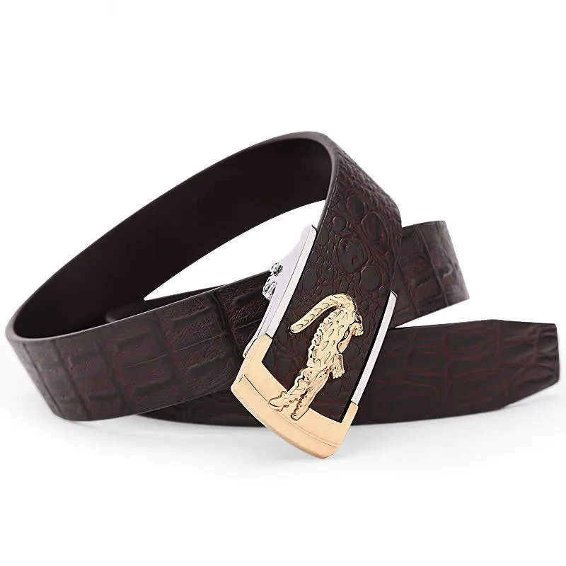 Men's Business Unique Crocodile Automatic Buckle Leather Belt