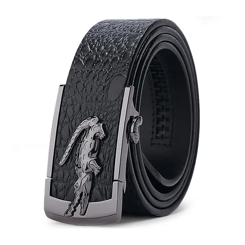 Men's Business Unique Crocodile Automatic Buckle Leather Belt