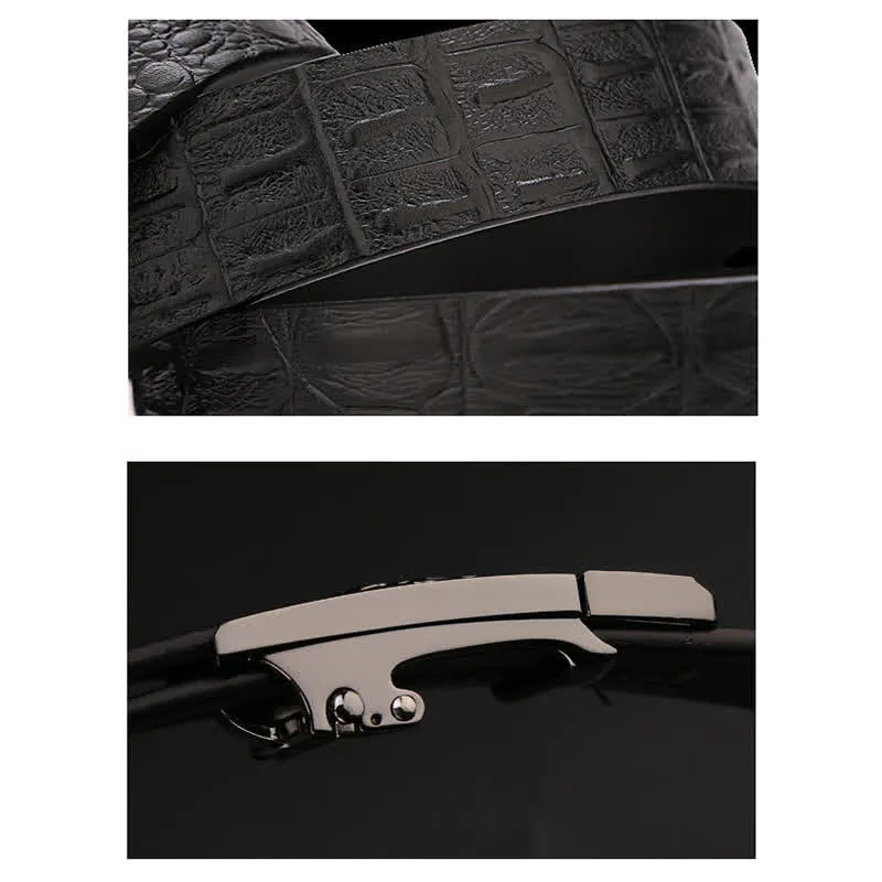 Men's Business Unique Crocodile Automatic Buckle Leather Belt