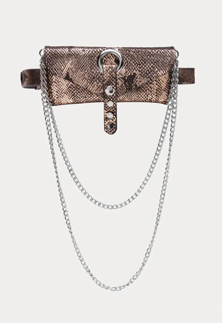 Metallic Flap Belt Bag