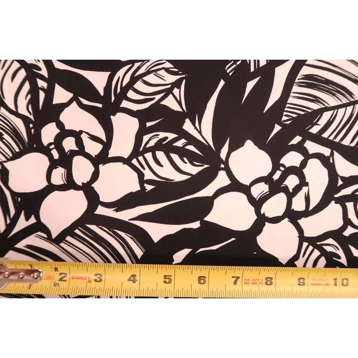 Modern Floral Fabric Black & White BLK-0010C