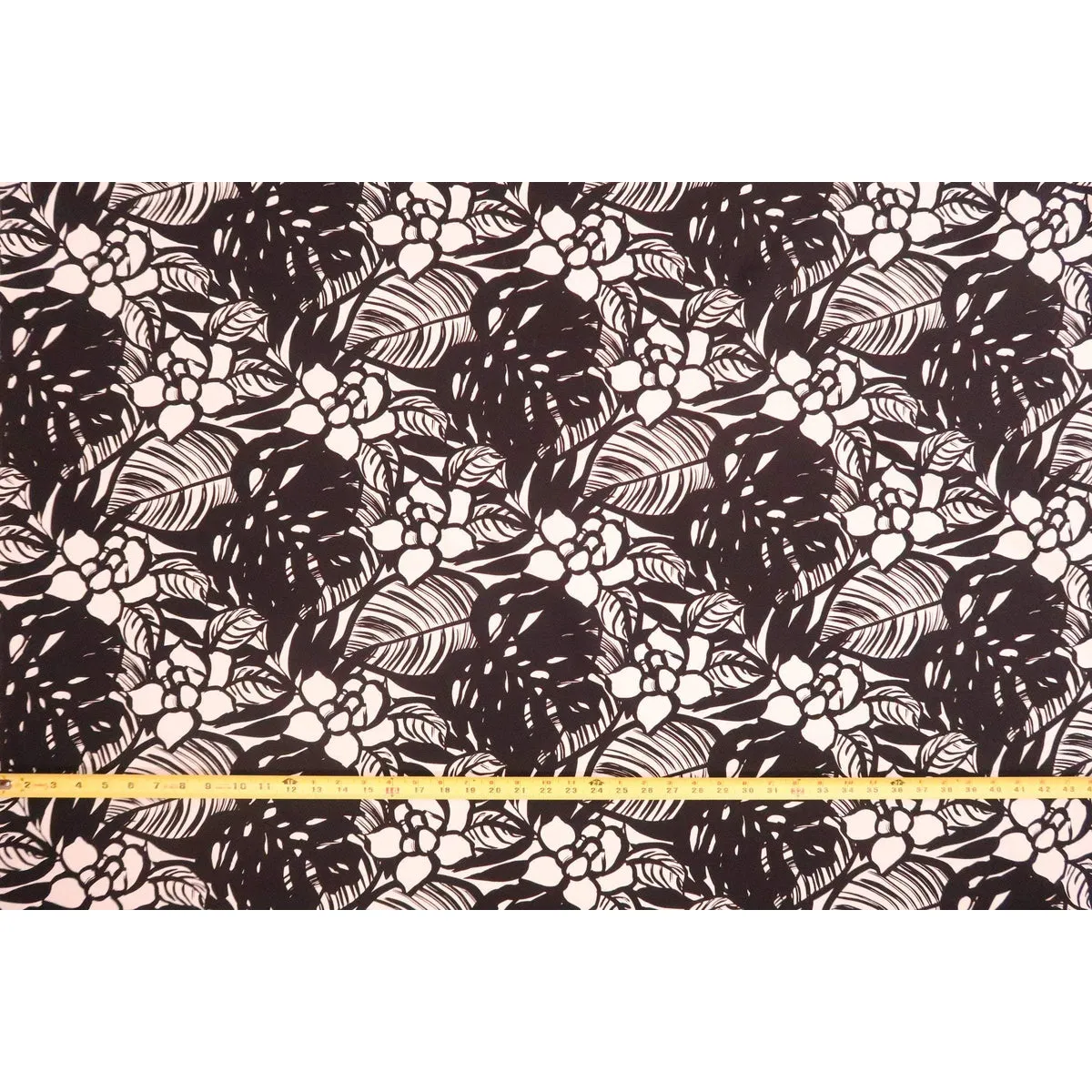 Modern Floral Fabric Black & White BLK-0010C