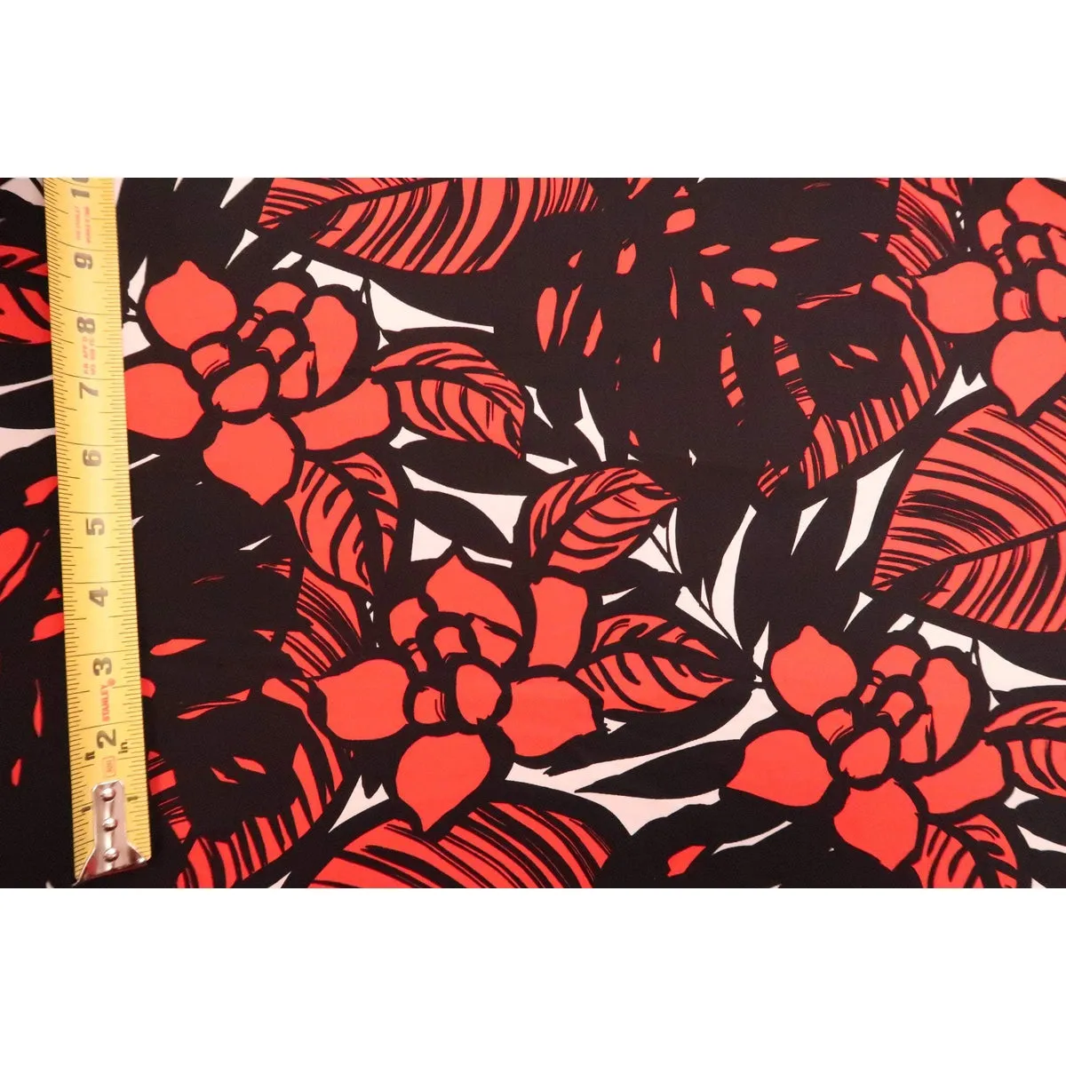 Modern Floral Fabric | Red & Black