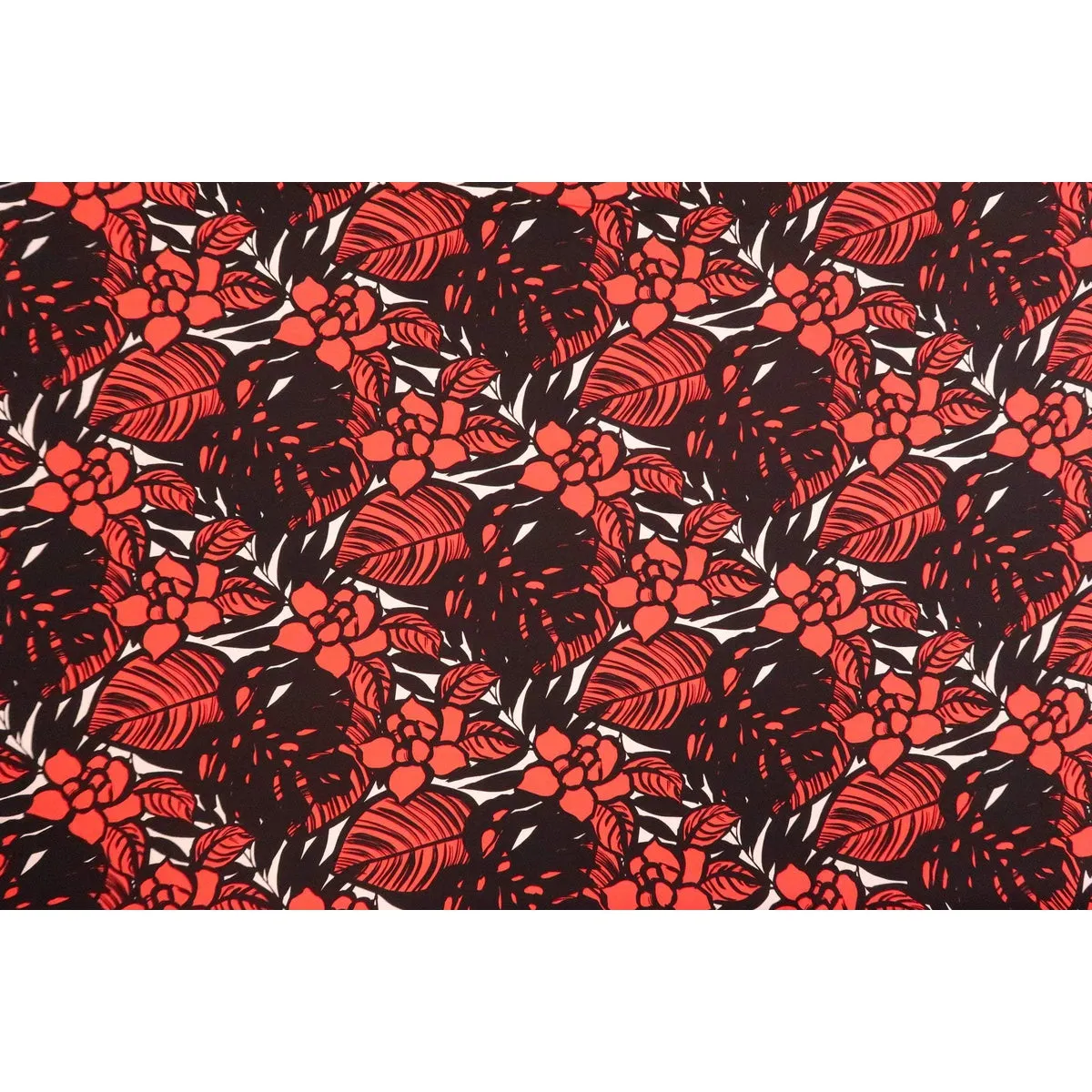 Modern Floral Fabric | Red & Black