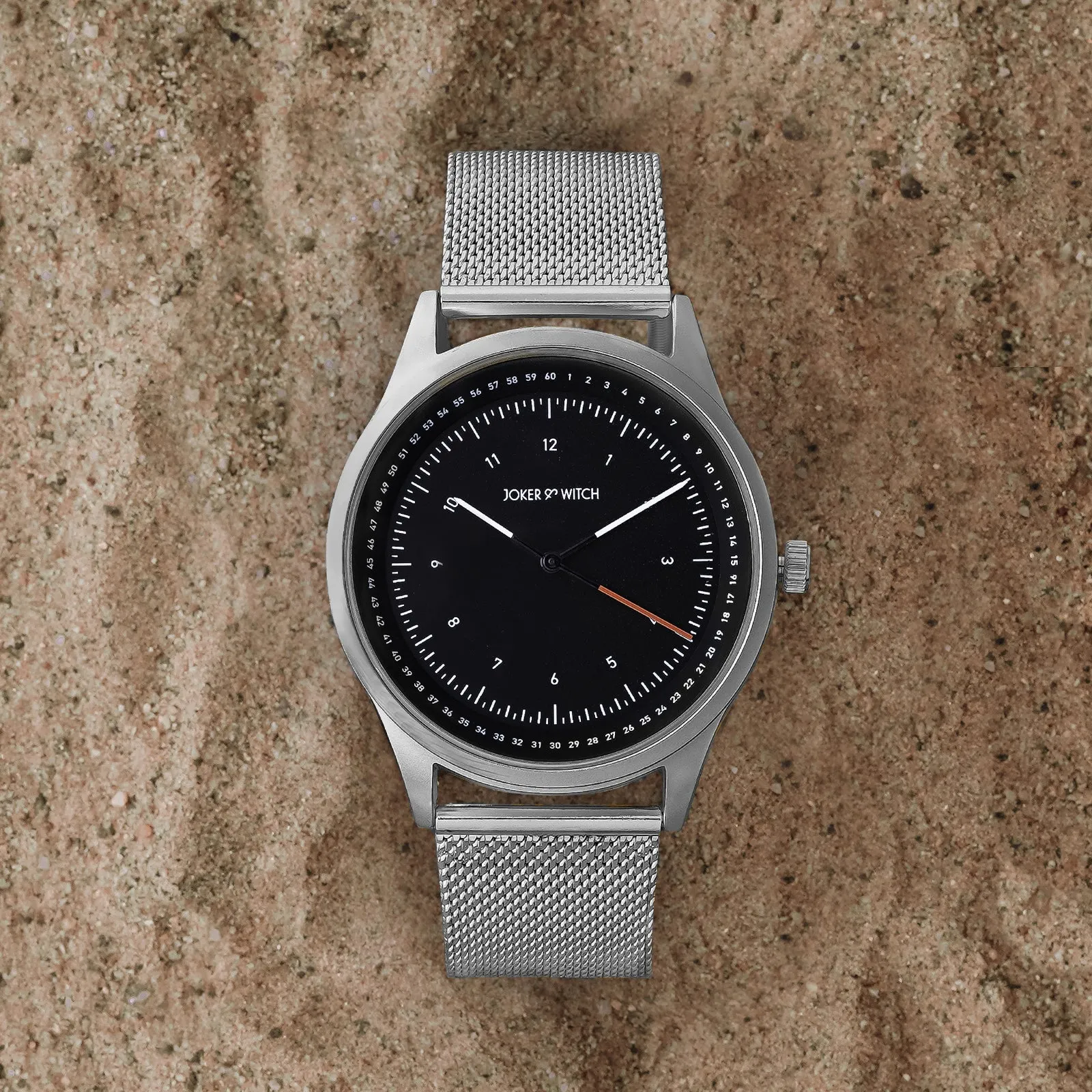 Montego Black Dial Silver Mesh Strap Watch