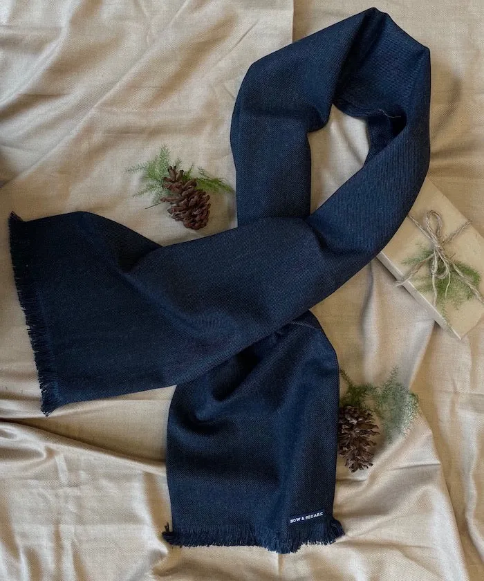 Navy Tweed Scarf