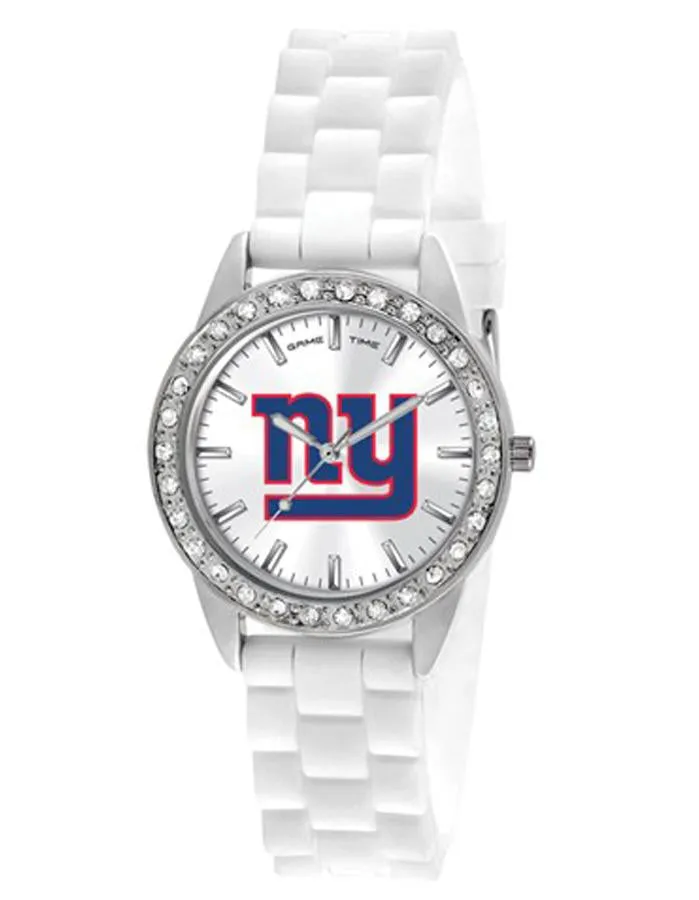 NFL Womens New York Giants Frost Watch - Crystal Bezel - Silicone Strap