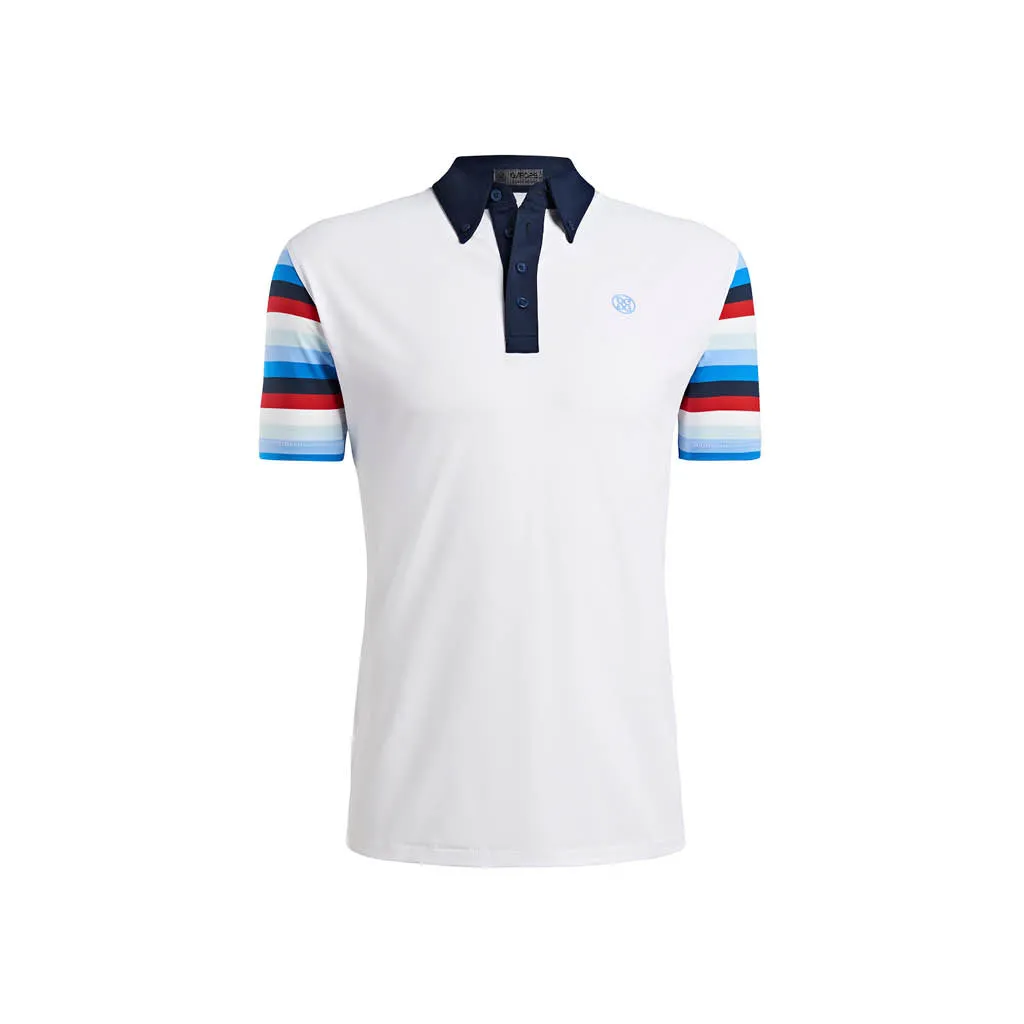 OFFSET STRIPE POLO SNOW