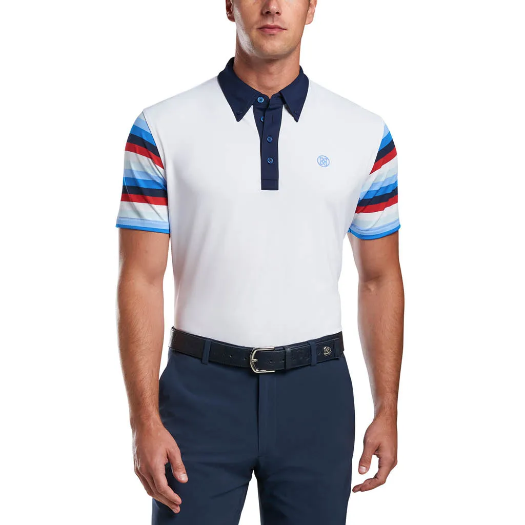 OFFSET STRIPE POLO SNOW