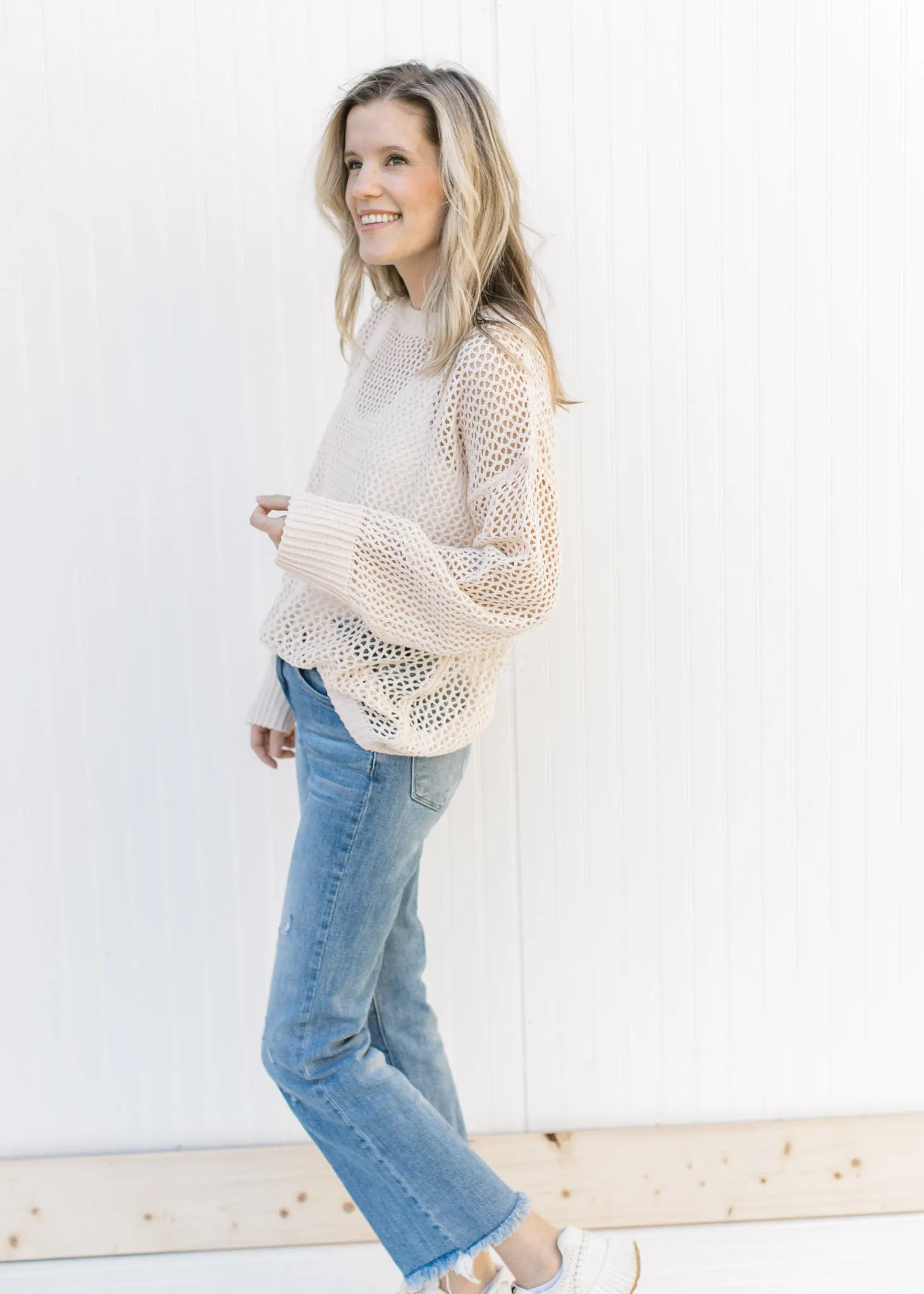 Open Weave Barely Cream Sweater