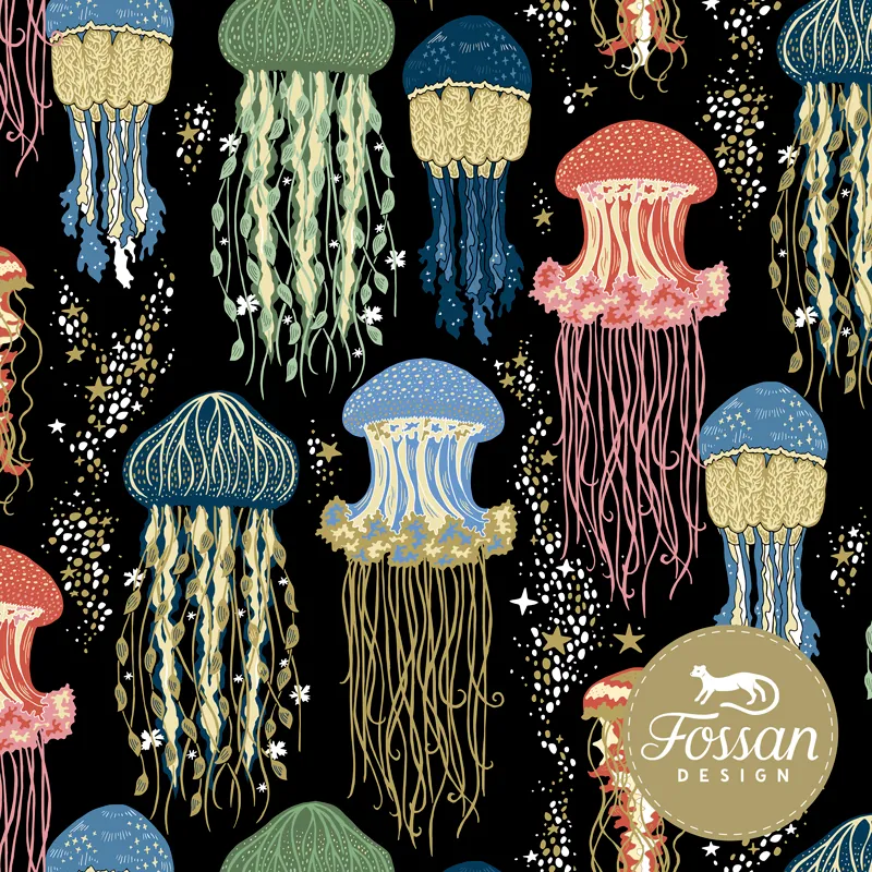 Organic Cotton Jersey in Jellyfish Party | Designed in Sweden