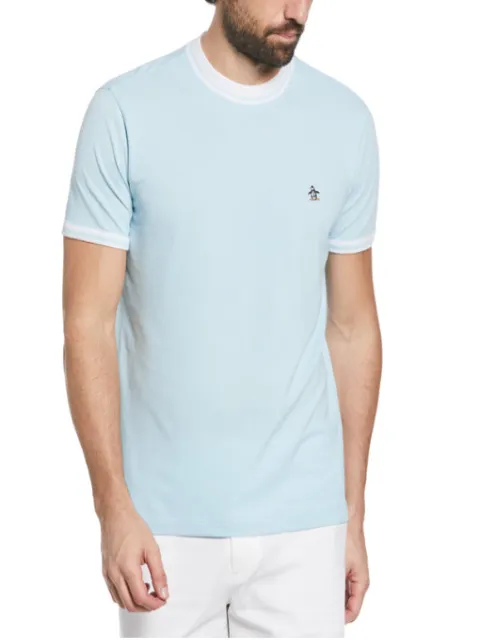 Original Penguin Archive Organic Cotton Pique T-Shirt/Cool Blue - AW23 SALE