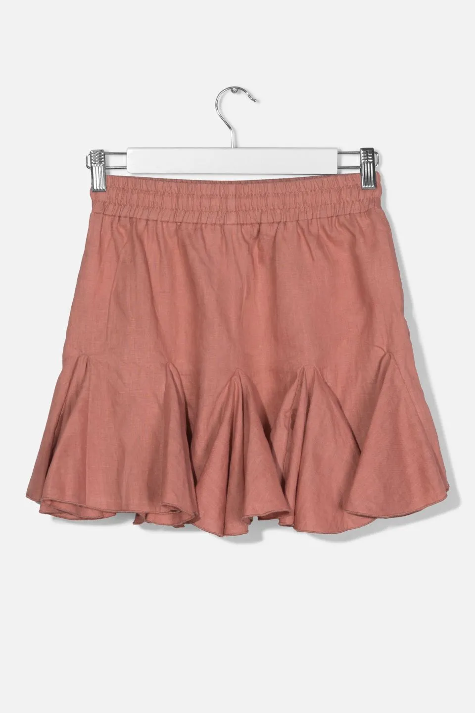 Passion Linen Brick Godet Mini Skirt