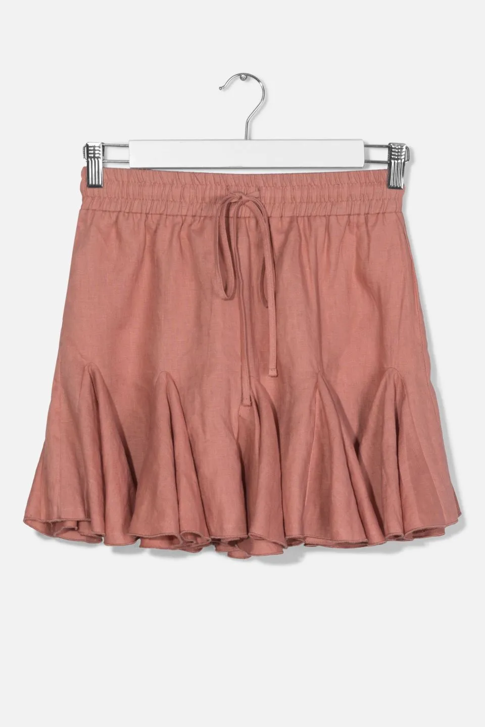 Passion Linen Brick Godet Mini Skirt