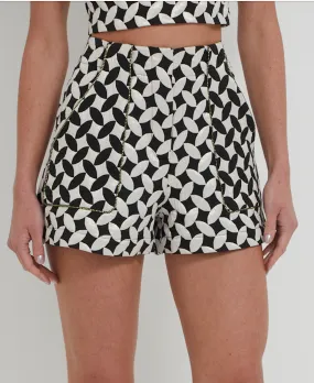 Patbo - Jacquard High Waist Shorts - Black/white