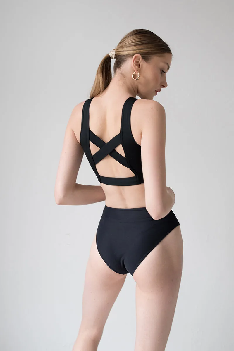 Pole Addict Cross Back Top - Black