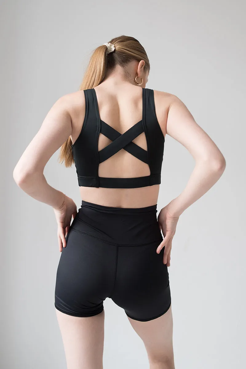 Pole Addict Cross Back Top - Black