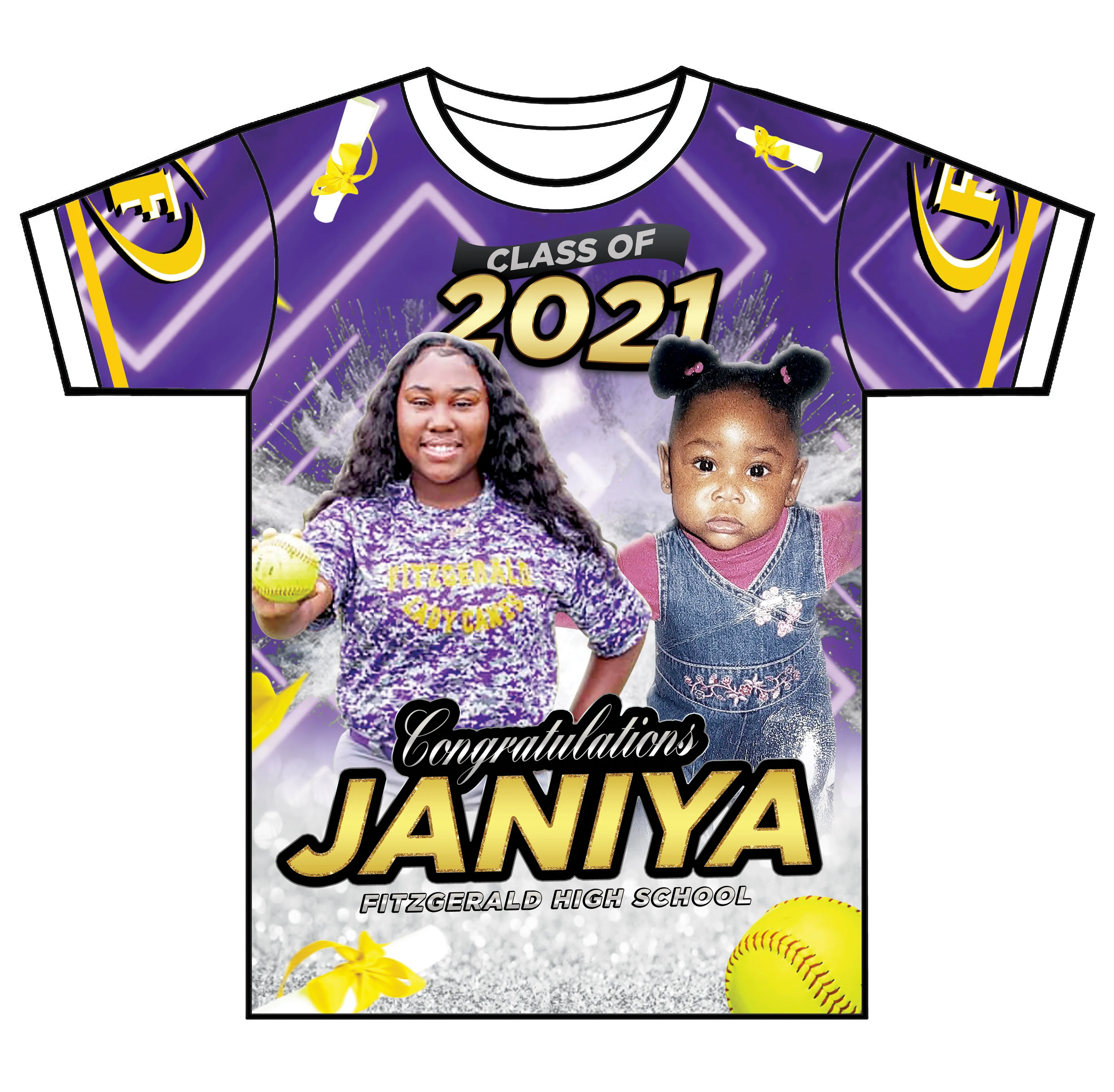 "Janiya" Custom Designed Graduation 3D shirt