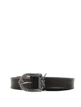 SL Logo Western Belt Vegetal, Black