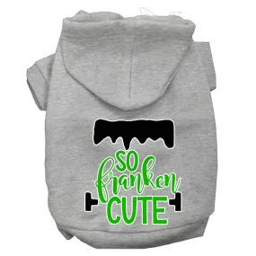 So Franken Cute Screen Print Dog Hoodie Grey M