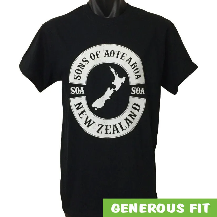 Sons of Aotearoa NZ Map T-Shirt (Black)