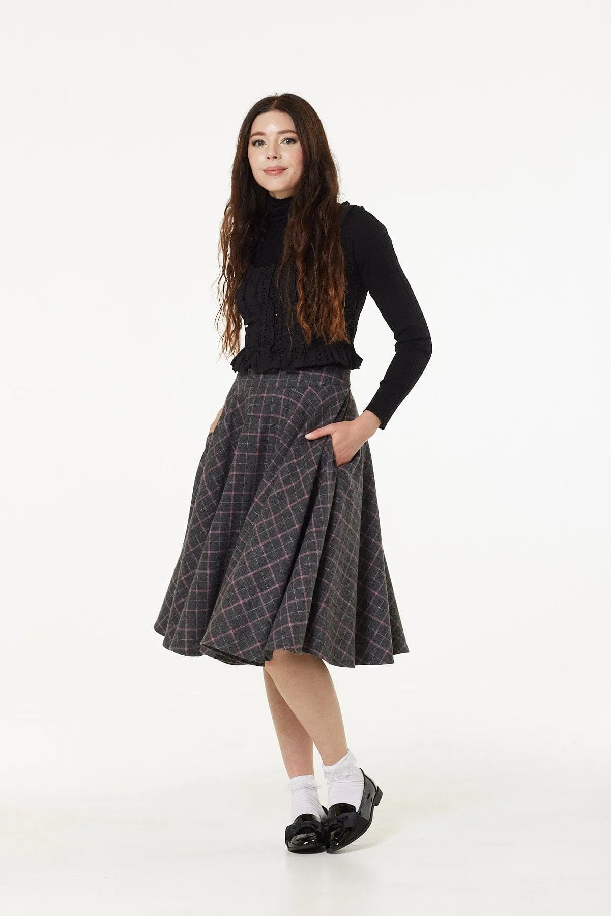 Sophie Grey and Pink Swing Skirt