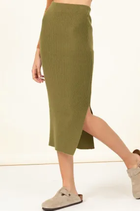 Stella long knit skirt, green