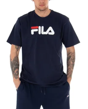 T-shirt Uomo Fila Classic Pure Tinta Unita Blu Logo Maniche Corte GIOSAL