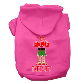 The Elf Did It Screen Print Dog Hoodie Bright Pink Xs