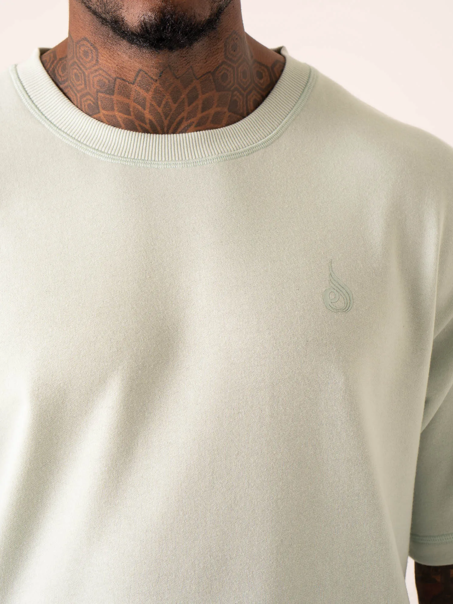 Throwback Oversized Fleece T-Shirt - Seafoam