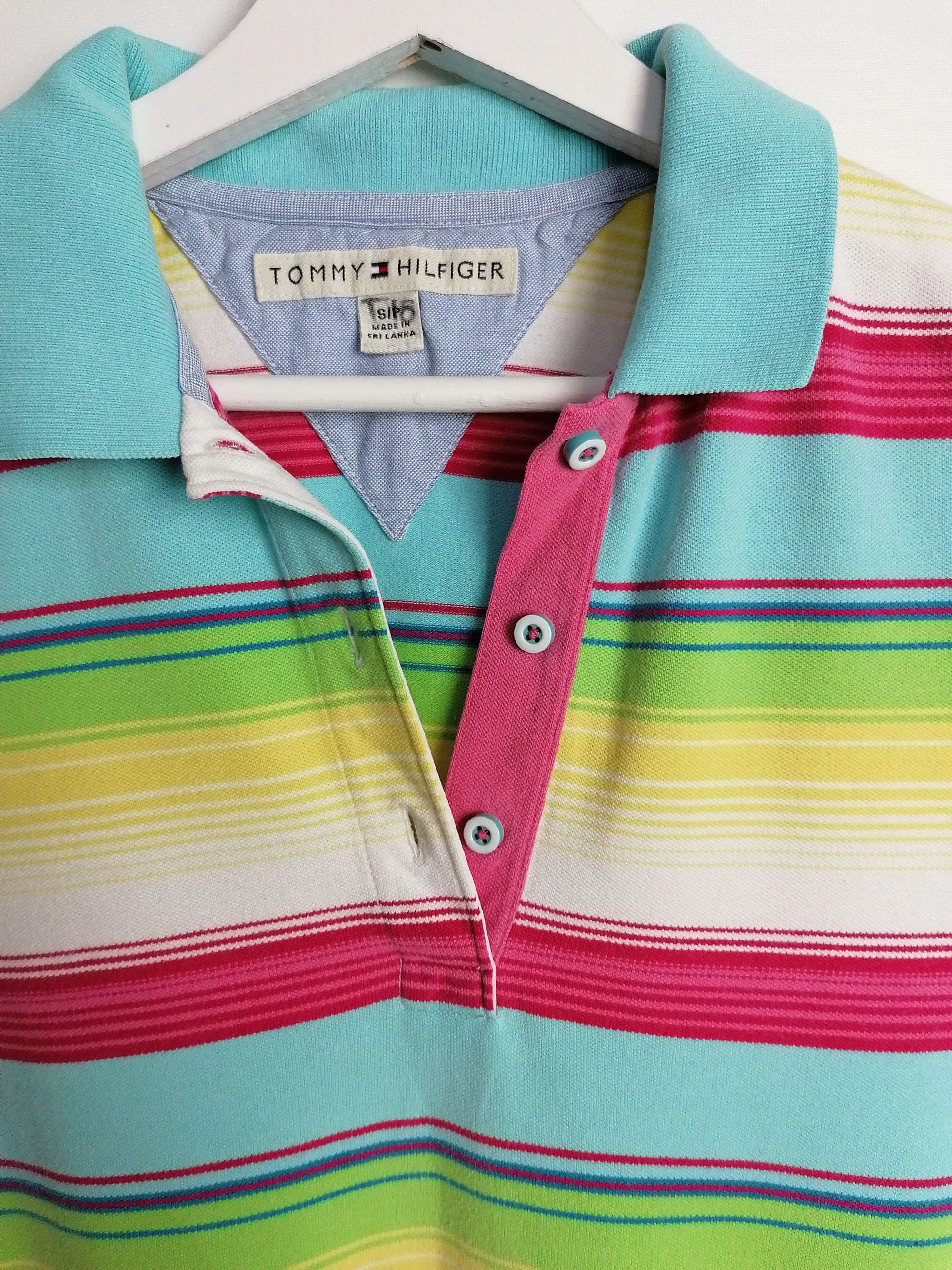 TOMMY HILFIGER Rainbow Stripes Polo T-shirt - size S