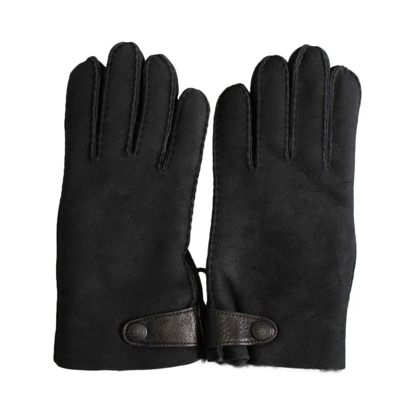 UGG Sheepskin Side Tab Black Gloves - Men's