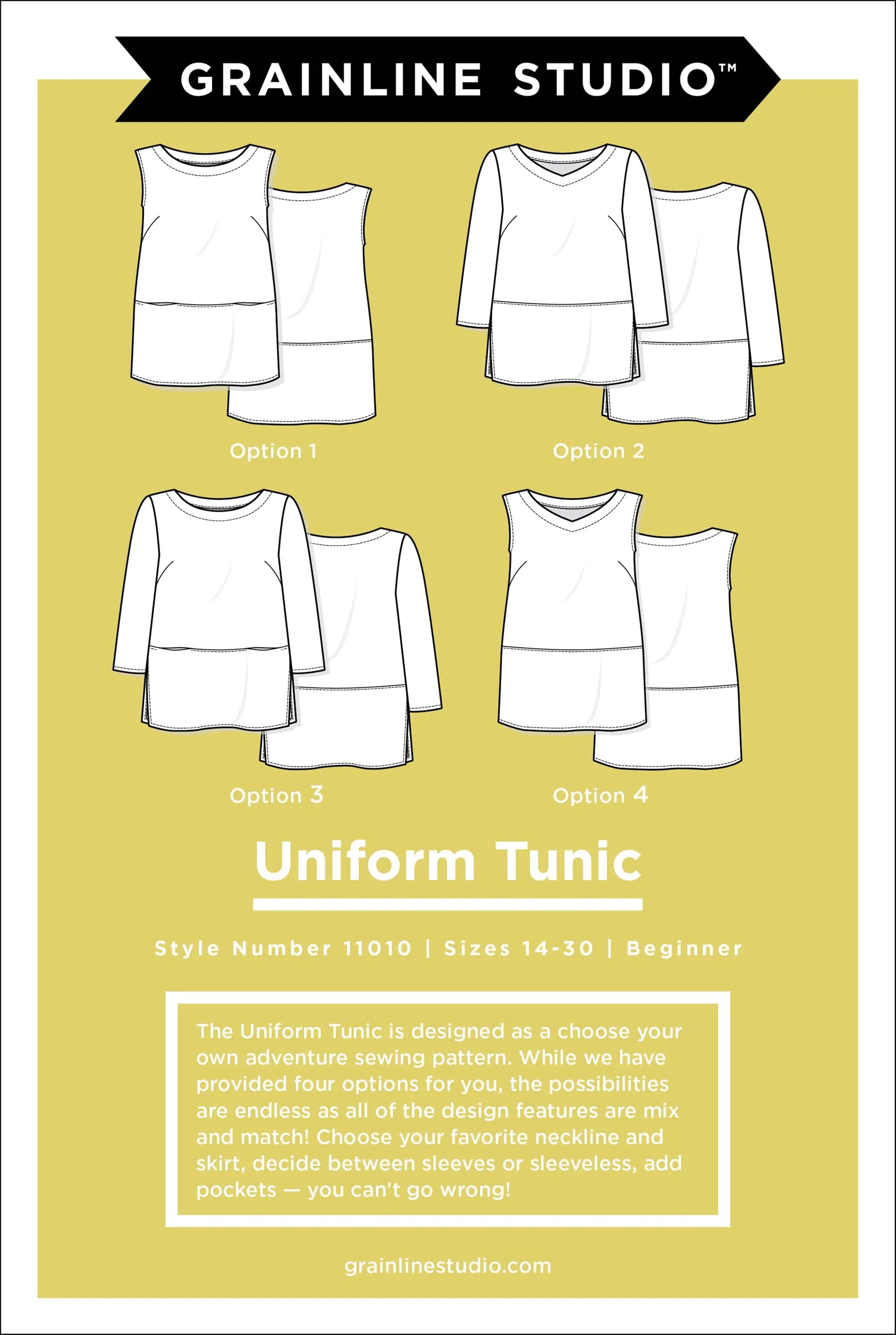 Uniform Tunic Sewing Pattern by Grainline Studios Patterns | Sizes 14-30