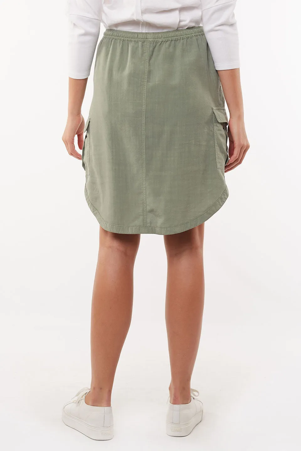 Upstate Cargo Elastic Khaki Mini Skirt all