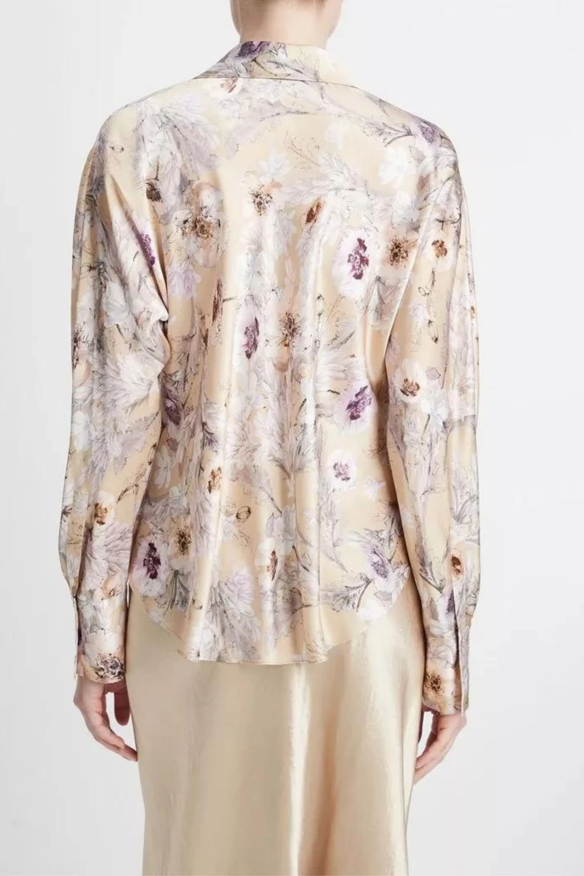 Vince Wildflower Long Sleeve Bias Blouse