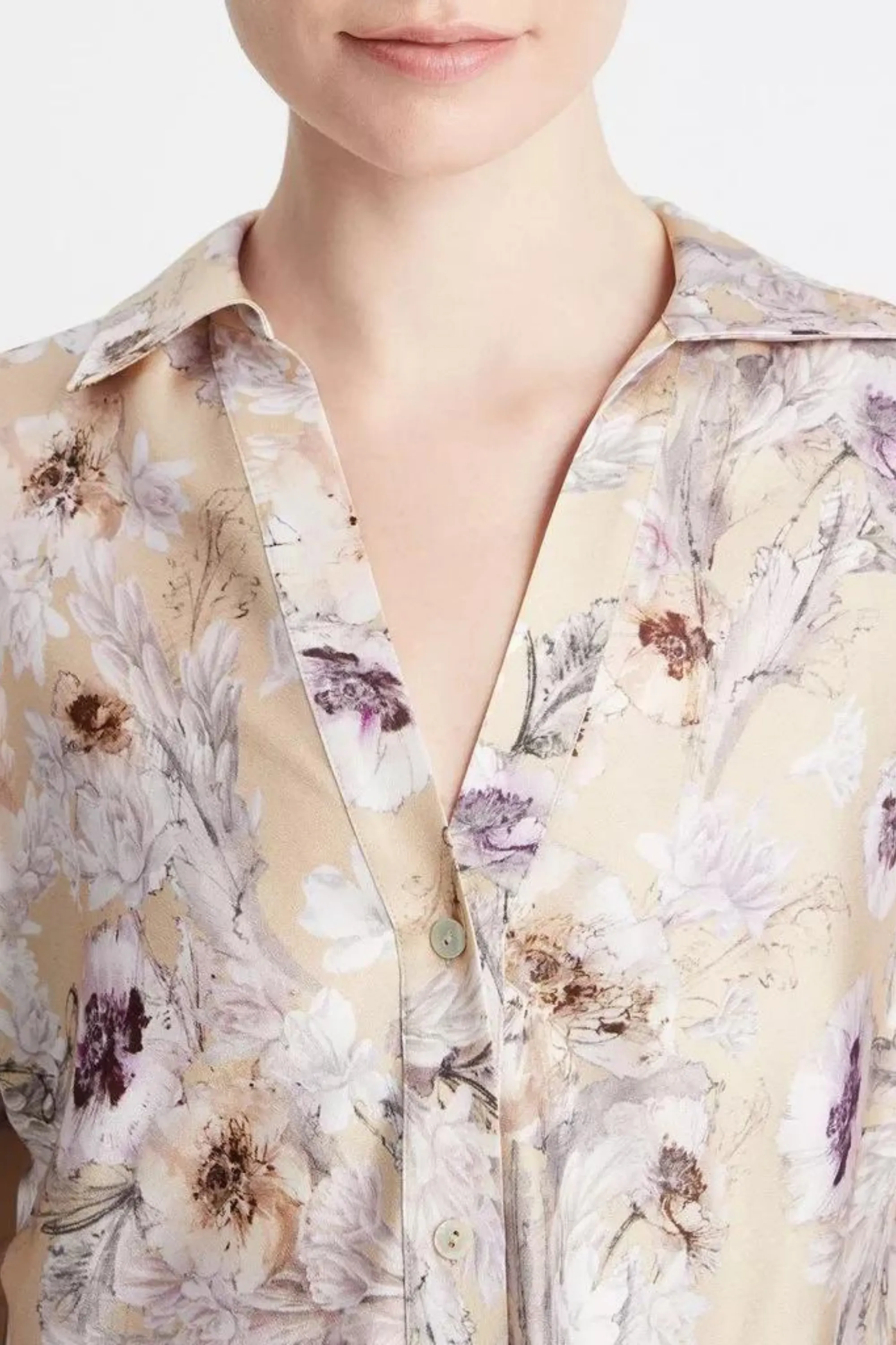 Vince Wildflower Long Sleeve Bias Blouse