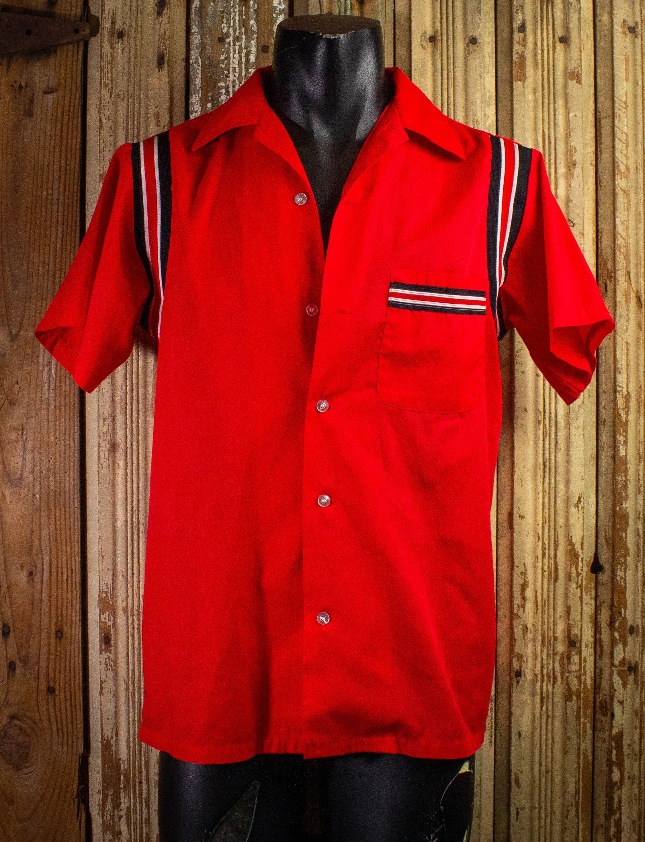 Vintage Hilton Better BILT Aluminum Bowling Shirt 60s Red Medium