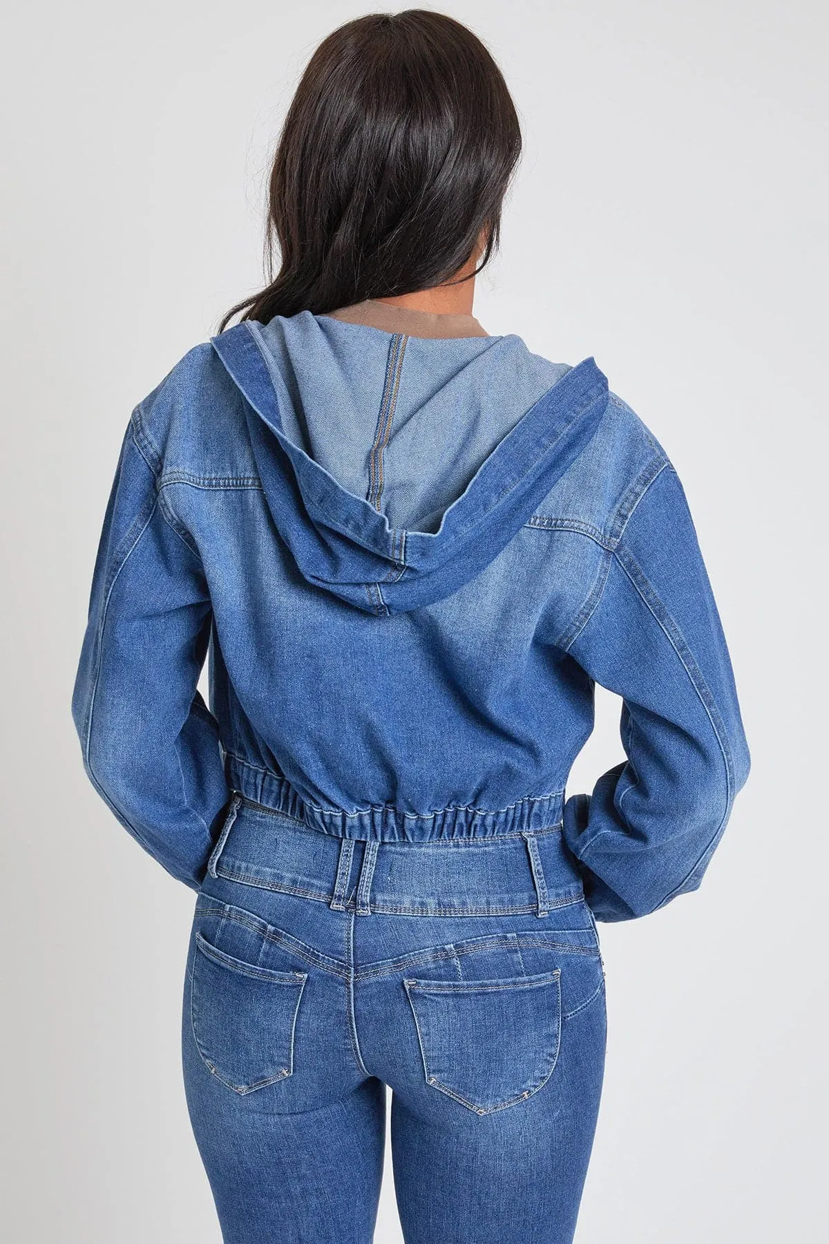 Women's Crop Hooded Denim Jacket Deal